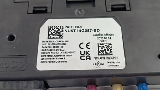 module NU5T-14G087-BD BLUETOOTH FORD TRANSIT MK8