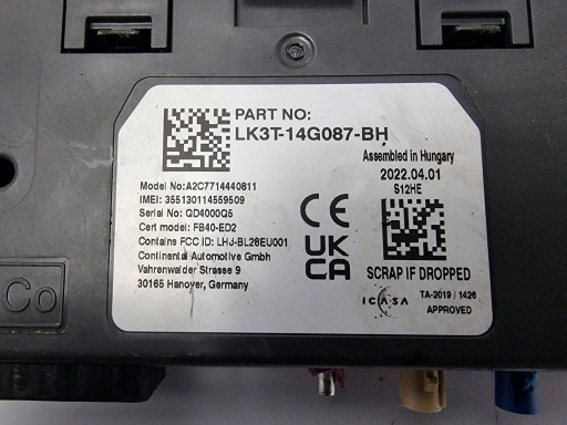 module LK3T-14G087-BH FORD TRANSIT MK8