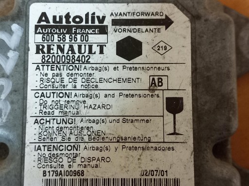 modulo Centralina airbag RENAULT KANGOO e 8200098402 03-08