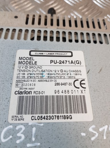 RADIO 96488011XT CITROEN C3 e 03R