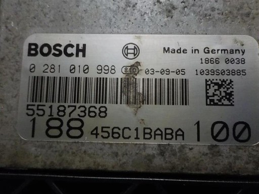 FIAT PUNTO II computer control unit 0281010998 55187368