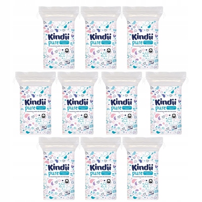 10× Прямокутні косметичні подушечки Kindii Pure 60 шт.