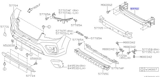 57711SJ0609P - БАЛКА ПЕРЕДНЕГО БАМПЕРА SUBARU FORESTER V 2019-