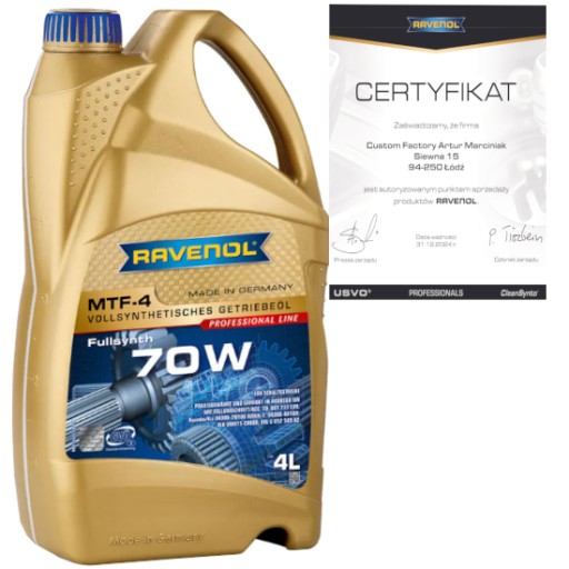 Ravenol mtf-4 70w 4л - трансмиссионное масло vw g 052 549 a2
