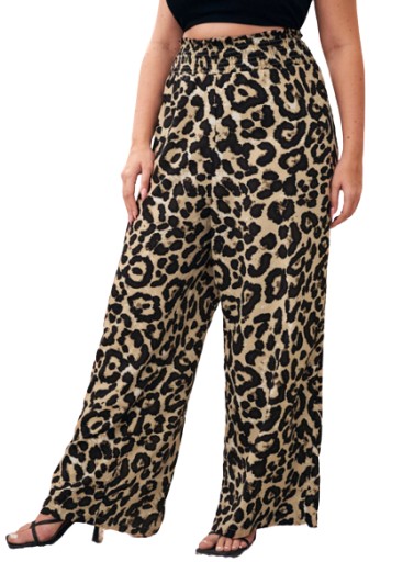 SHEIN PLUS SIZE DÁMSKE NOHAVICE V LEOPARD 46 VUG