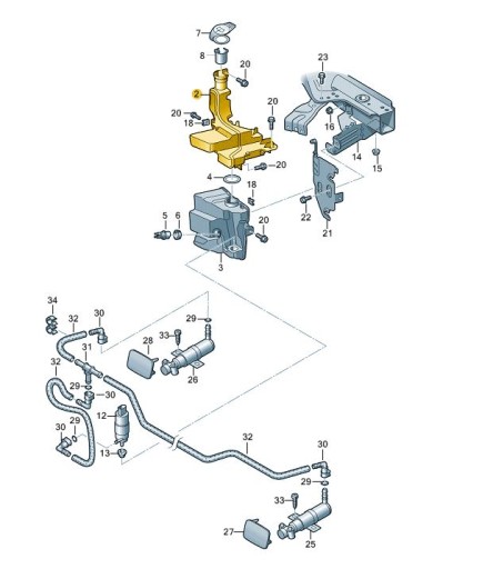 3C0955453Q - Бачок омивача омивача VW Passat B6 кріплення ASO
