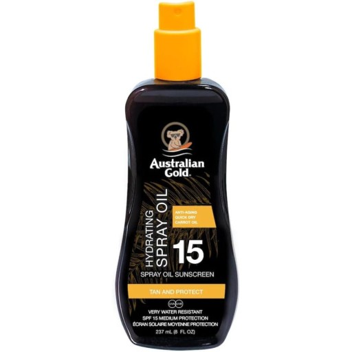 Australian Gold SPF 15 Spray Oil Hydrating Carrot Anti-Aging Vodotesný