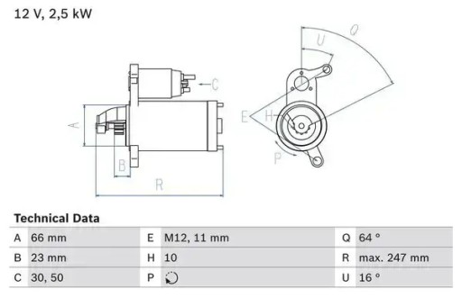 Стартер 0 986 024 040 bosch audi a4 b8 (8k2)