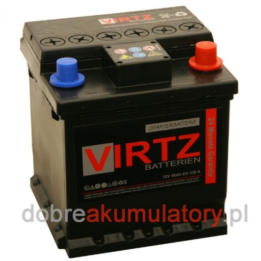V40 - Аккумулятор VIRTZ 12V 40AH 330A UP! CITYGO SEICENTO