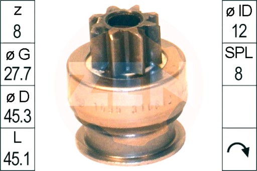 ZN1695 - ЭРА ОДНОНАПРАВЛЕННАЯ МУФТА ЭРА КИА