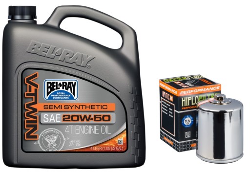 BEL-RAY V-TWIN OIL 20W50 4L ФИЛЬТР HF171CRC ХРОМ ГАЙКА 17мм для HARLEY