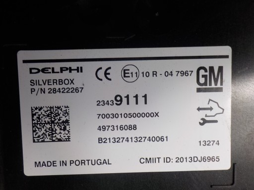 OPEL INSIGNIA modulo RADIA SILVERBOX 23439111 CMT