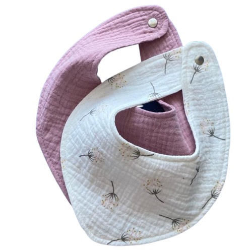 Нагрудник тканинний Swanstore, білий, відтінки рожевого, 2 шт.