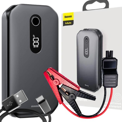BASEUS POWER BANK STARTER START-UP BOOSTER LIGHT 12000mAh ЗАЖИМИ КАБЕЛІ +USB