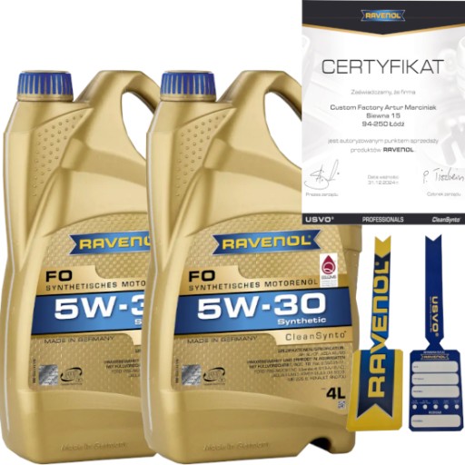 RAVENOL FO 5W30 8L A5/B5 FORD WSS-M2C913-C WSS-M2C913-D + ZAWIESZKA ...