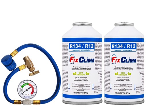 КОМПЛЕКТ ДЛЯ ЗАПРАВКИ КОНДИЦІОНЕРА: КОРОБКА R134A