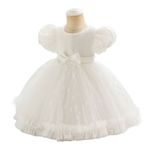Elegantné šaty s čipkovanou mašličkou pre dievčatko TT082Y