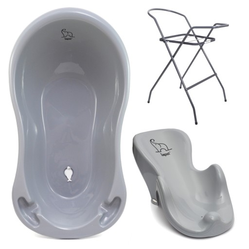 Набір 3 в 1 для дитини Lapsi дитяча ванна, сидіння і підставка сірий