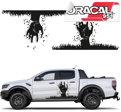 2X наклейка для автомобиля ZOMBIE HAND 100x58 см 951