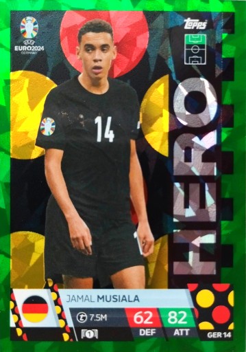 EURO 2024 TOPPS MATCH ATTAX EMERALD HERO GER 14 ДЖАМАЛ МУСІАЛА