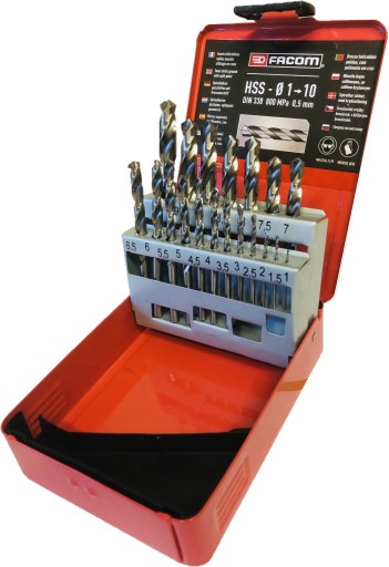 FACOM Набор сверл по металлу 1-10 мм 19 шт.
