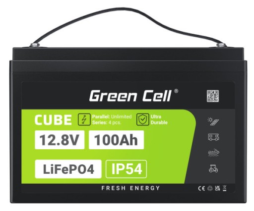 Литиевая батарея green cell lifepo4 12,8 в, 100 ач, 150 а, аккумулятор энергии bms