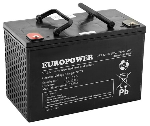 Аккумулятор vrla аккумулятор agm europower ups 12v 108ah ups110 ups12-110 12-110