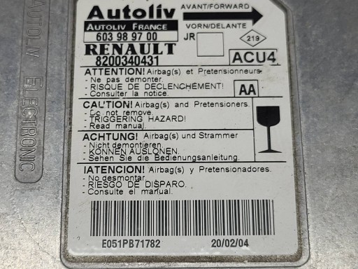 modul airbag AIRBAG Renault Scenic II 2.0 DCI 8200340431