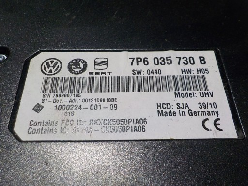 SEAT IBIZA IV upravljačka BLUETOOTH 7P6035730B UHV
