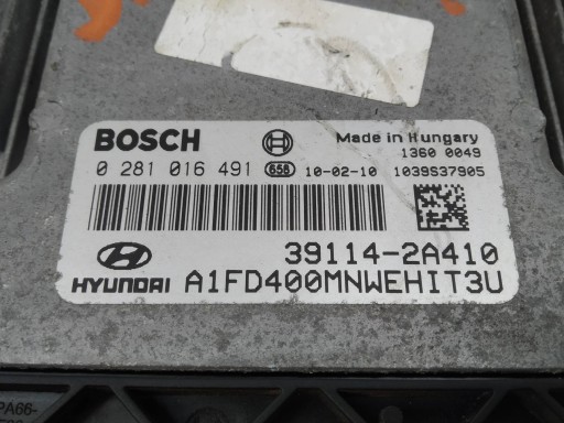 control unit of the engine 0281016491 39114-2A410 1.6 CRDI 89KM Hyundai i30 and