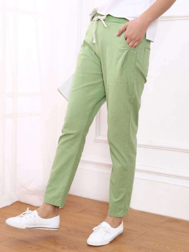 Spodnie 100% Cotton Linen damskie letnie