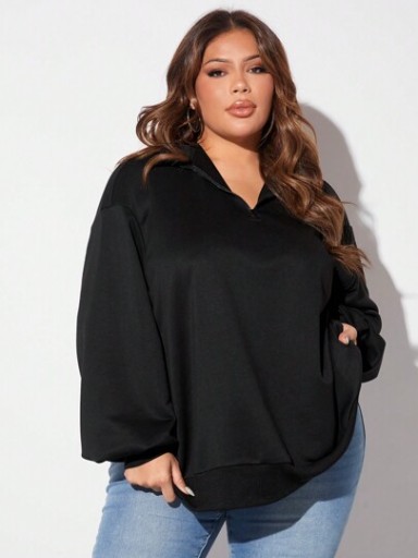 SHEIN BLUZA PLUS SIZE DŁUGI RĘKAW CZARNA 46 ŁJA