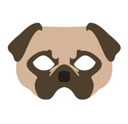 МАСКА СОБАКИ, КОСТЮМ СОБАКИ, КОРИЧНЕВИЙ ПОВСТЬ