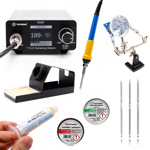 ПАЯЛЬНИК TECHREBAL T12-X OLED 75 Вт STC + АКСЕССУАРЫ