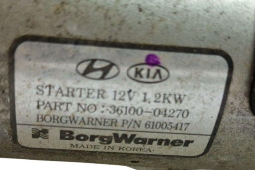 Стартер hyundai 3610004270 1.0l бензин 2020 р.в.