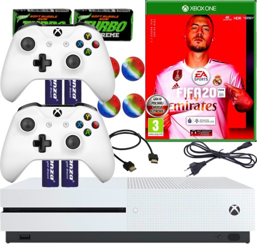 Konsola Xbox One S 1000GB 1TB + 2 ORYGINALNE PADY GRA MEGA KOMPLET FIFA 20