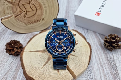 Zegarek męski CURREN Chronograf Niebieski GRAWER Prezent dla Taty Chłopaka  13390906373 - Allegro.pl