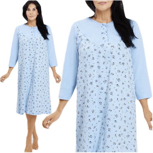 Dámske pyžamo nočná košeľa bavlnený rukáv 3/4 vzory PL Gucio blue M