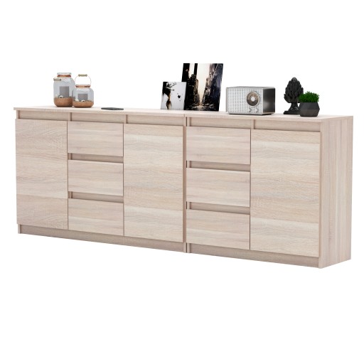 AZ team Комод Комод без ручок 200 x 35 x 75 см дуб сонома матовий