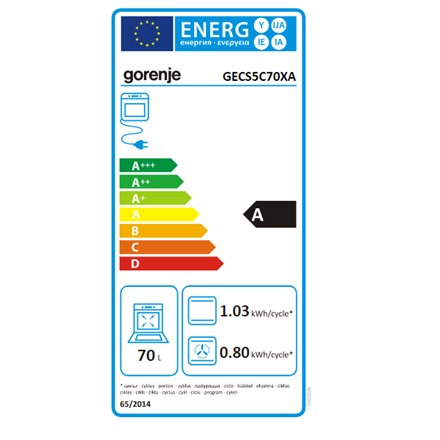 Gorenje Kuchenka GECS5C70XA Rodzaj płyty Vitroceramic, Rodzaj piekarnika El