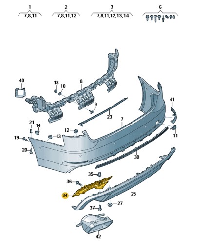 8W0807347A - Крепление выхлопного наконечника левое AUDI A4 B9 ASO