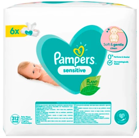 Серветки вологі Pampers Sensitive 6 х 52 шт.