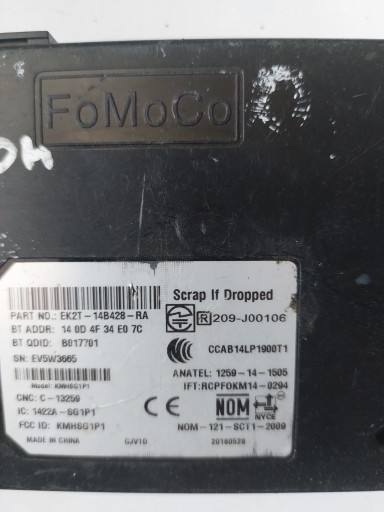 module BLUETOOTH FORD TRANSIT MK8 CUSTOM EK2T-14B428-RA