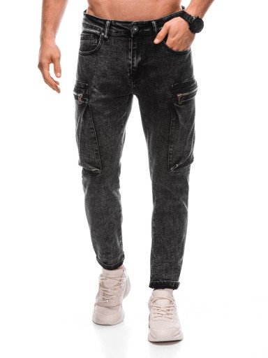 Pánske cargo džínsové nohavice 1410P grafitové 29
