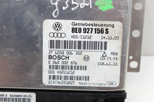 AUDI A4 B6 řídící jednotka převodovky převodů AUTOMAT 8E0927156S 0260002876