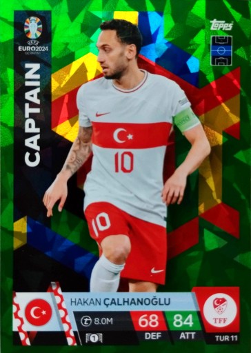 Topps Match Attax Євро 2024 EMERALD Captain Calhanoglu TUR 11 Туреччина