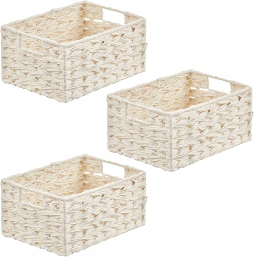 mDesign Tárolókosár, 3 db, Woven Farmhouse, Fehér, Konyha