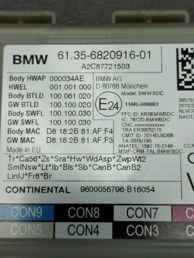 BMW 7 G11 750i Module BDC 6820916