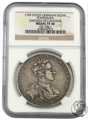 Pomorze, Szczecin, Karol XII, talar, 1709, NGC