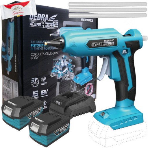 АККУМУЛЯТОРНЫЙ КЛЕВОЙ ПИСТОЛЕТ DED7052 + АККУМУЛЯТОР 2x4 Ач + LAD